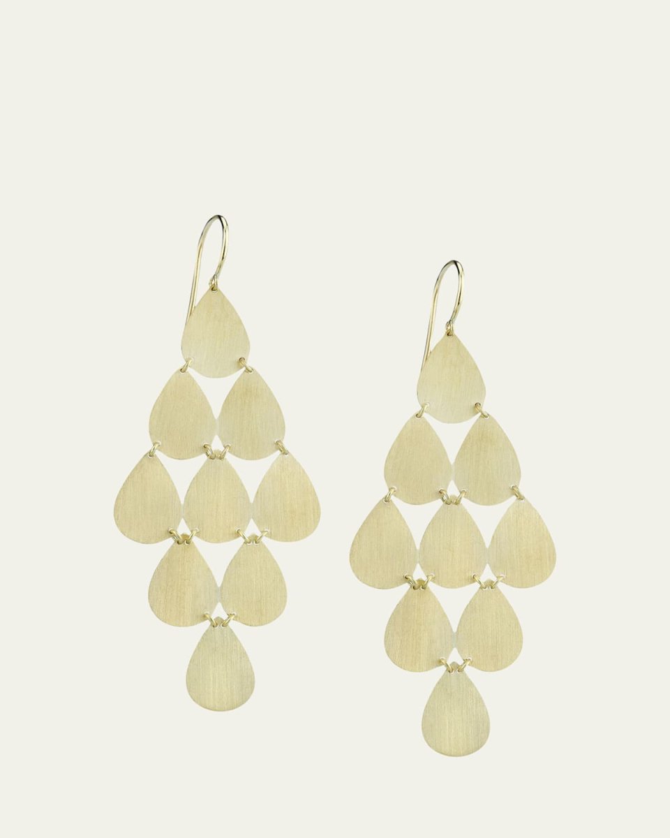 18K Yellow Gold 9 Drop Chandelier Earrings